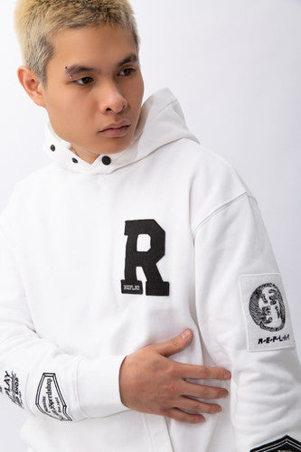 Replay Mens White Hoodie