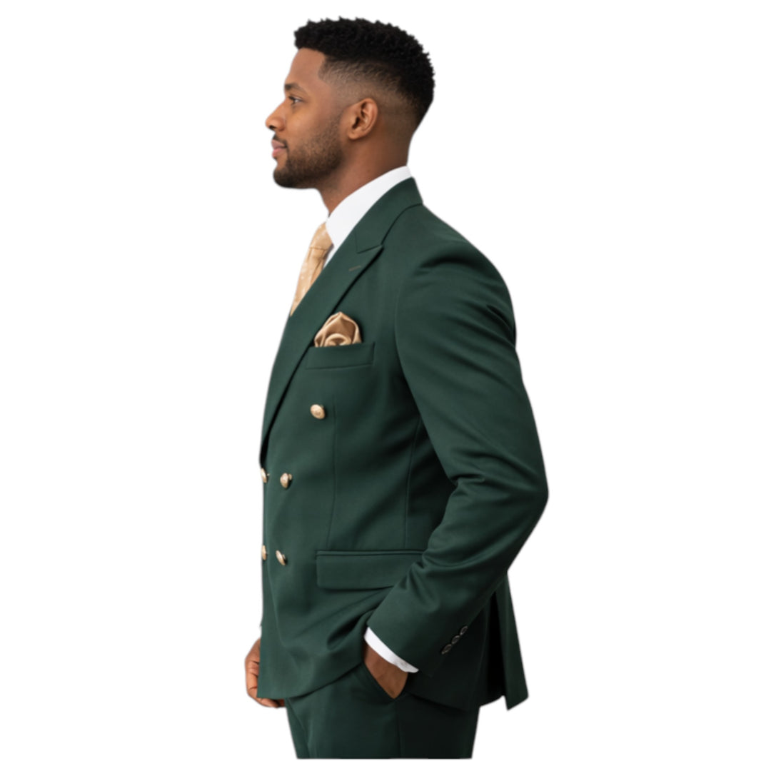 Men’s Slim Fit Dark Green Doble Breasted 2-Piece Suit