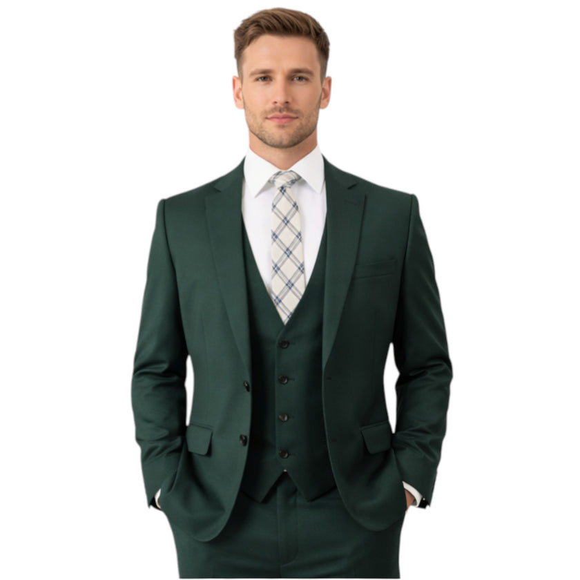 Men’s Slim Fit Dark Green 3-Piece Suit