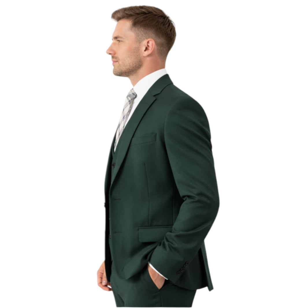 Men’s Slim Fit Dark Green 3-Piece Suit