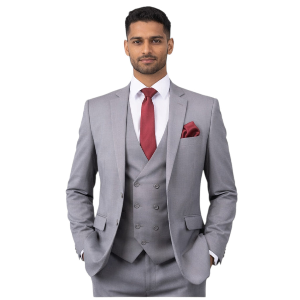 Men's Tailored Light Grey 3PC Suit | Mens gray Suits
