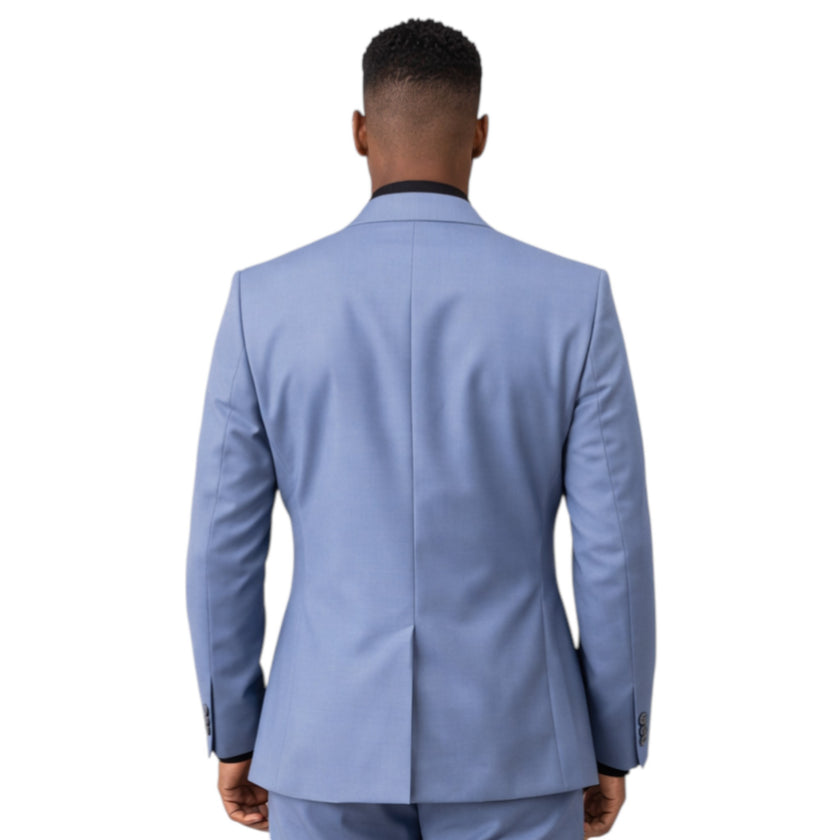 Men's Slim Fit Silver Blue 3-Piece Suit