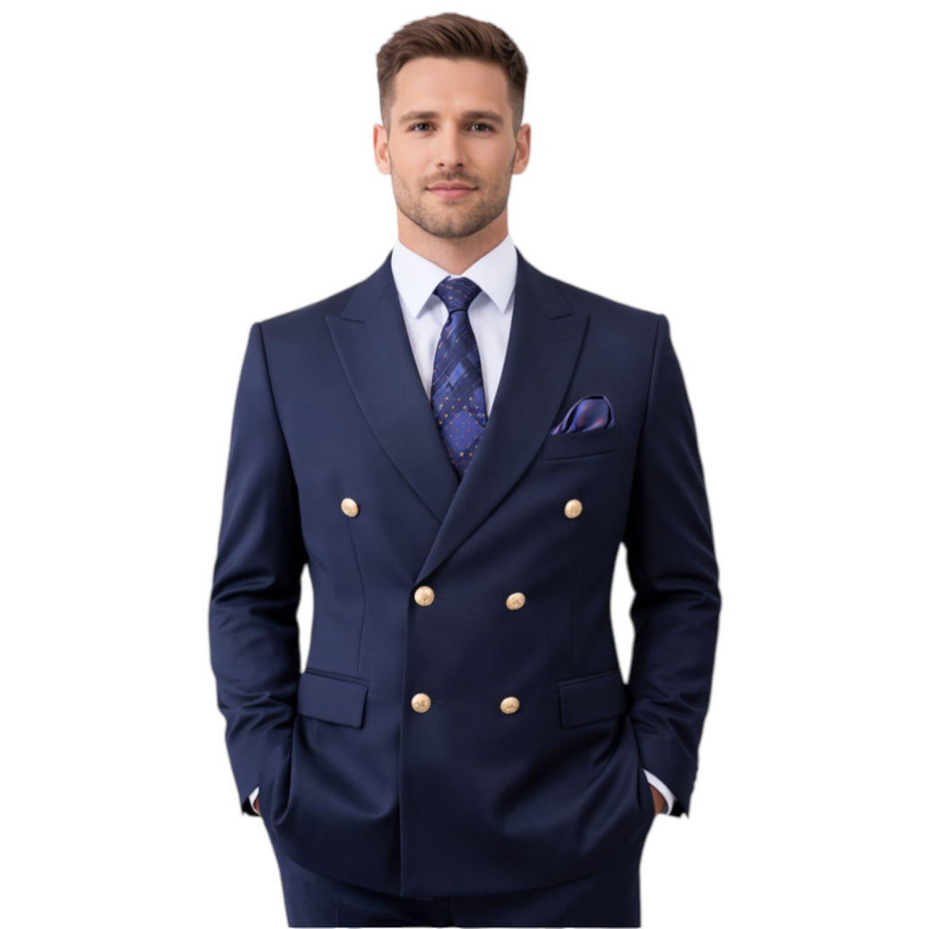 Men’s Slim Fit Navy Blue Doble Breasted 2-Piece Suit