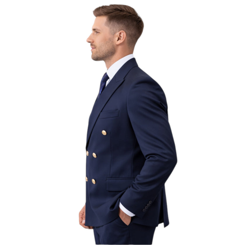 Men’s Slim Fit Navy Blue Doble Breasted 2-Piece Suit