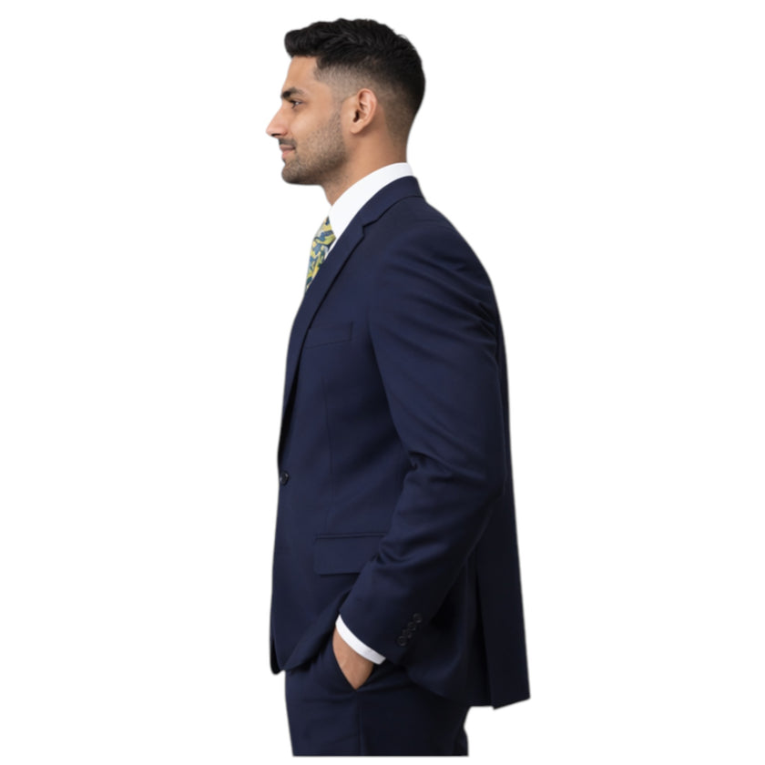 Men's Slim Fit Navy Blue 3-Piece Suit