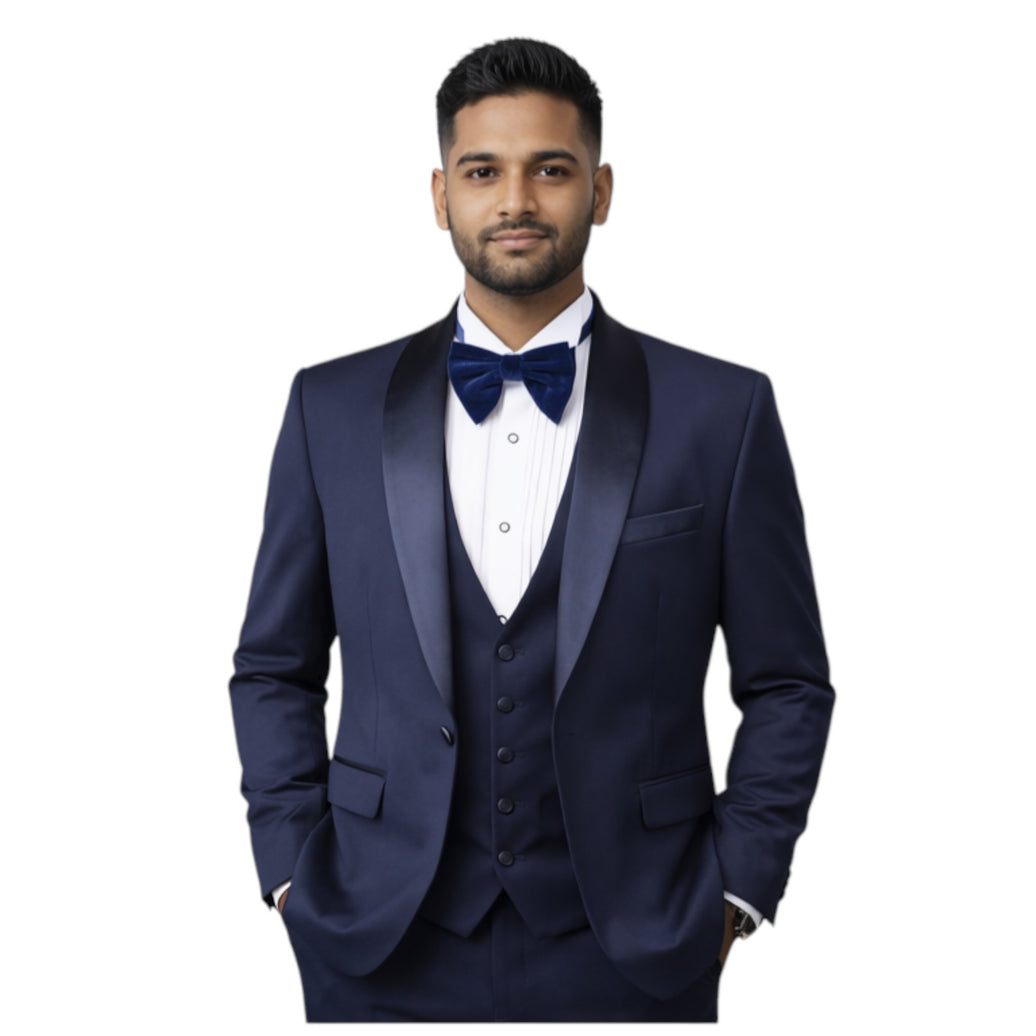 Mens Navy Tuxedo 3-Piece Slim Fit Suit
