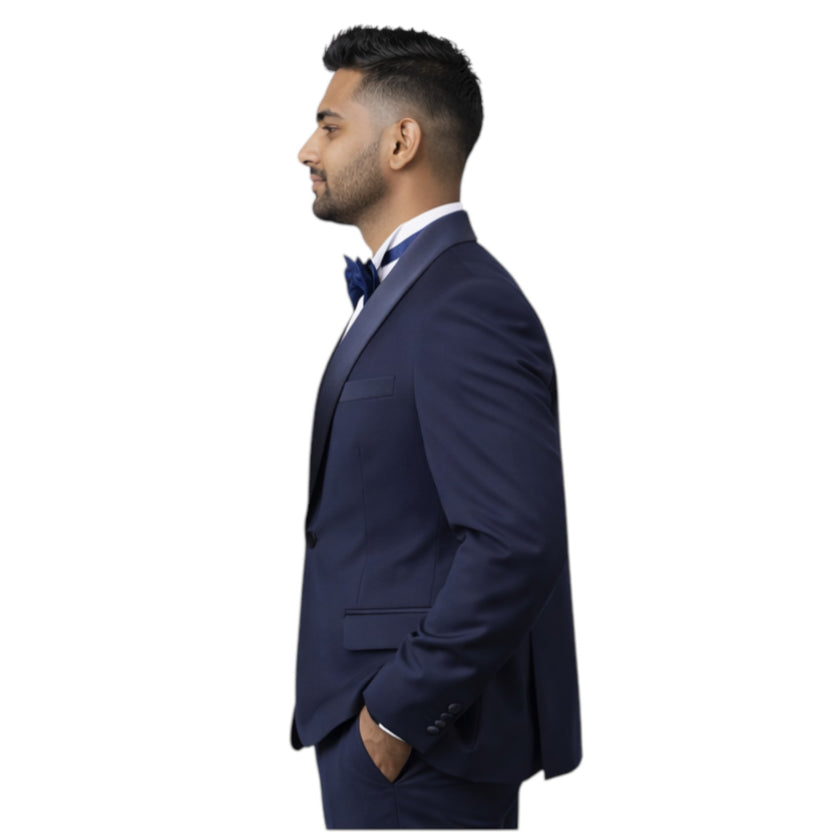 Mens Navy Tuxedo 3-Piece Slim Fit Suit