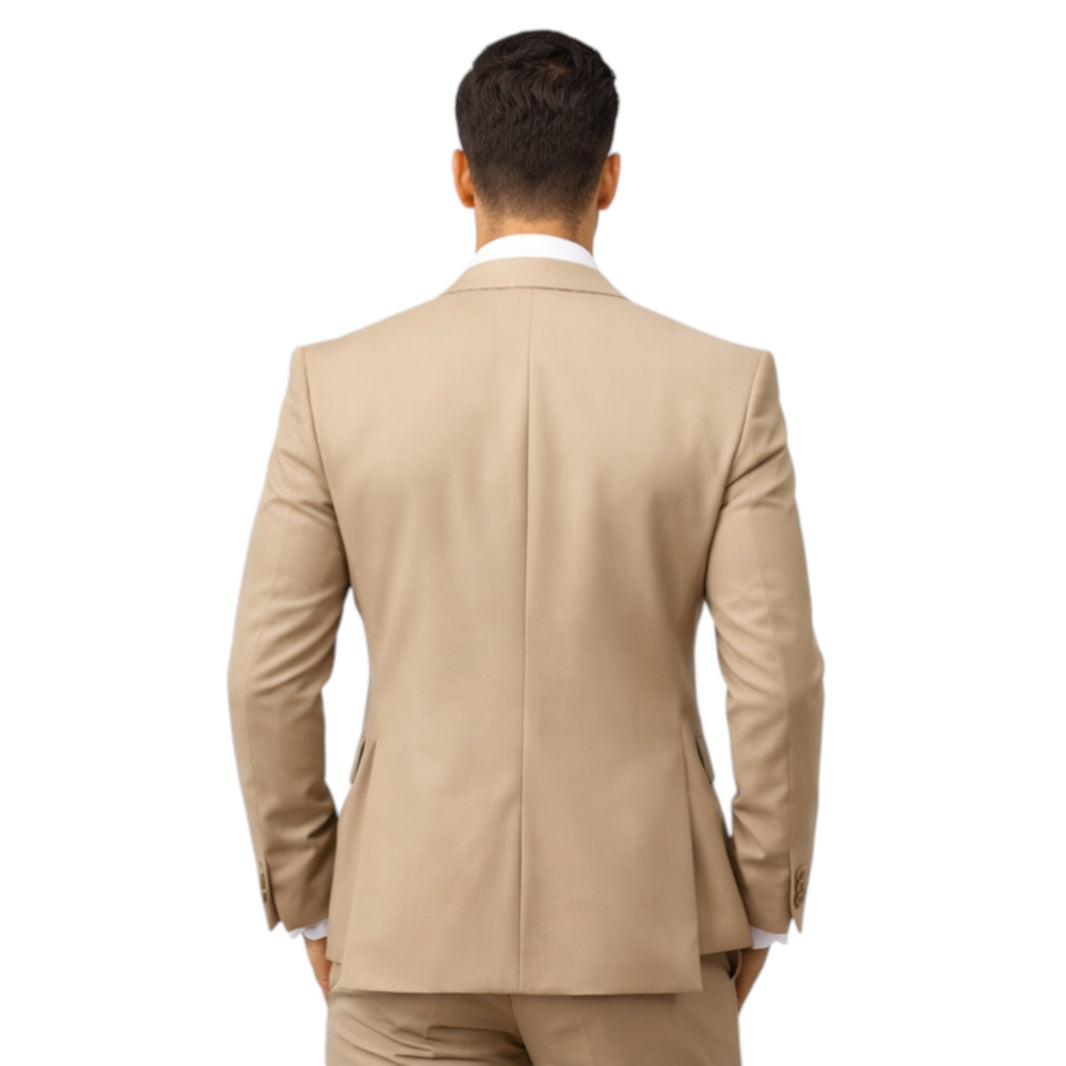 Men's Slim Fit Beige 3-Piece Suit
