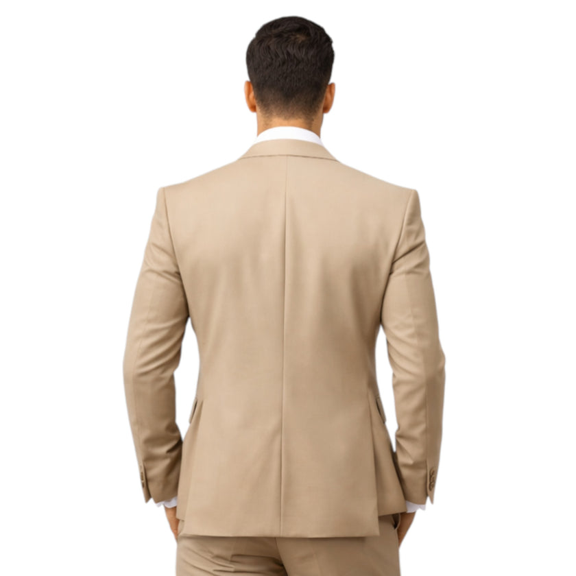 Men's Slim Fit Beige 3-Piece Suit