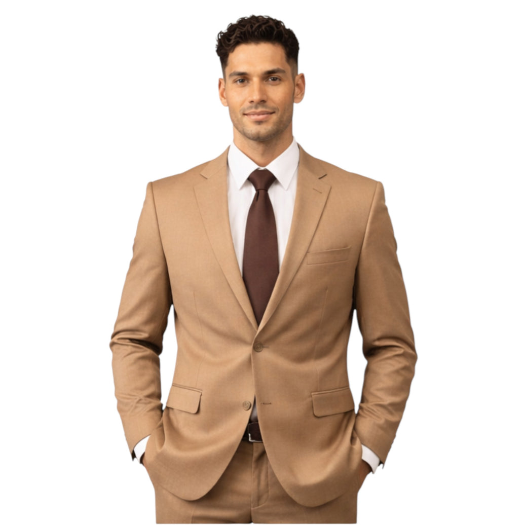 Men’s Slim Fit Tan 2-Piece Suit