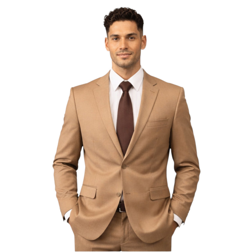 Men’s Slim Fit Tan 2-Piece Suit